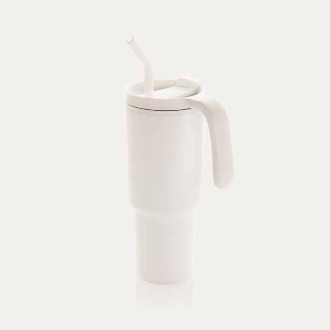 Stalowy kubek termiczny 900 ml, biały z uchem