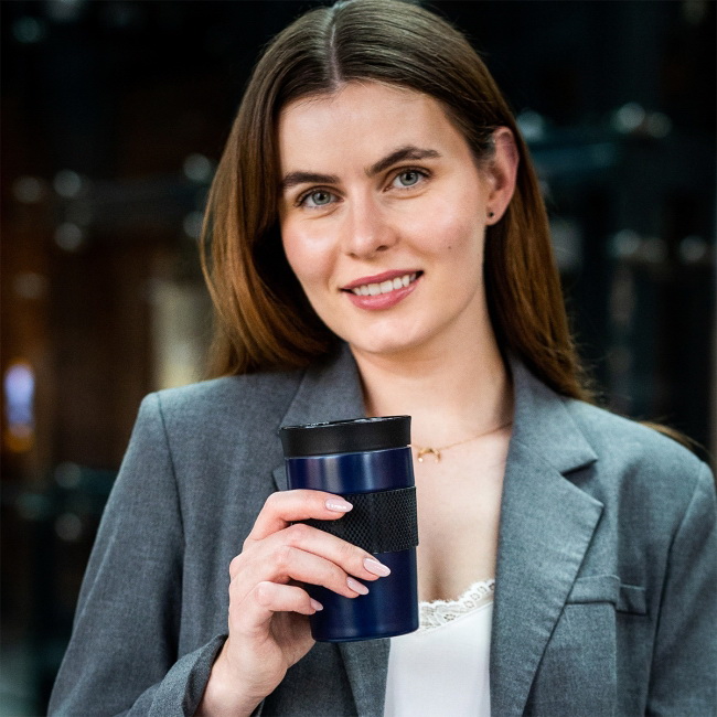 Stalowy kubek termiczny Husavik 320 ml, granat