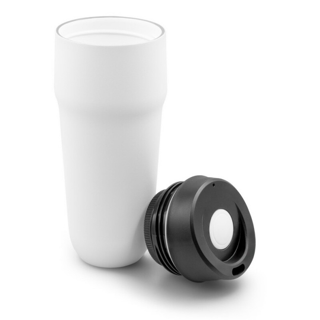 Szczelny kubek termiczny 400 ml, czarny, ceramika