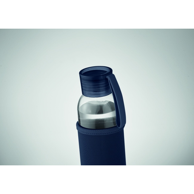 Szklana butelka 500 ml + neopren granat z nadrukiem