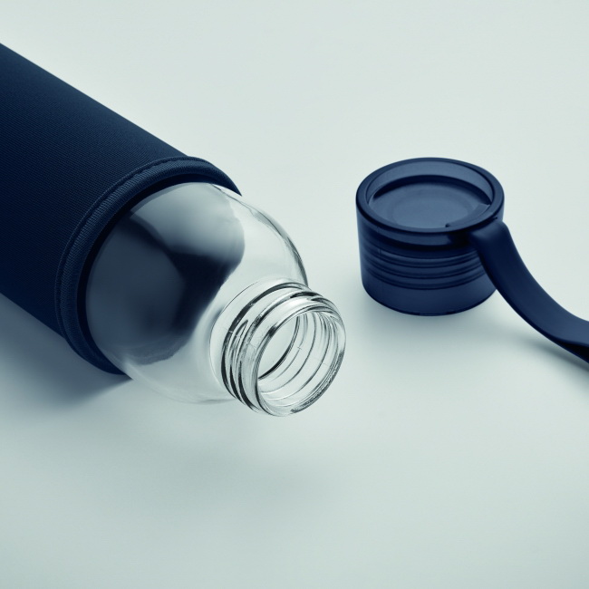 Szklana butelka 500 ml + neopren granat z nadrukiem