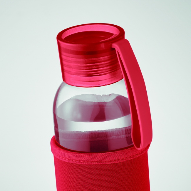 Szklana butelka Ebor 500 ml – czerwony neopren