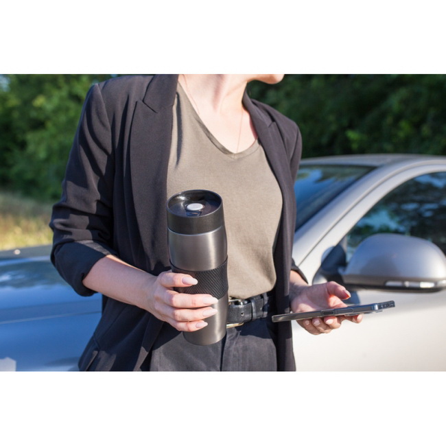 Termokubek 375 ml z uchwytem, stal nierdzewna, burgund