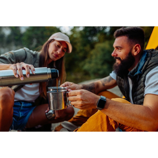 Termos stalowy 1l Livin srebrny mat z logo