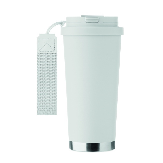 Topaz 500 ml biały – stal z recyklingu, pasek RPET