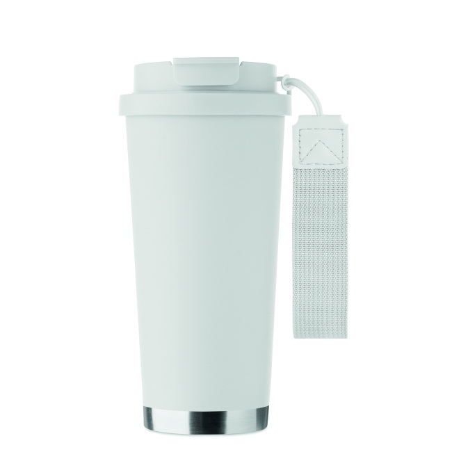 Topaz 500 ml biały – stal z recyklingu, pasek RPET