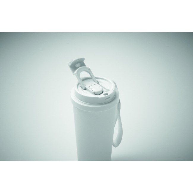 Topaz 500 ml biały – stal z recyklingu, pasek RPET