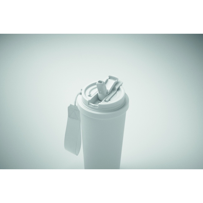 Topaz 500 ml biały – stal z recyklingu, pasek RPET