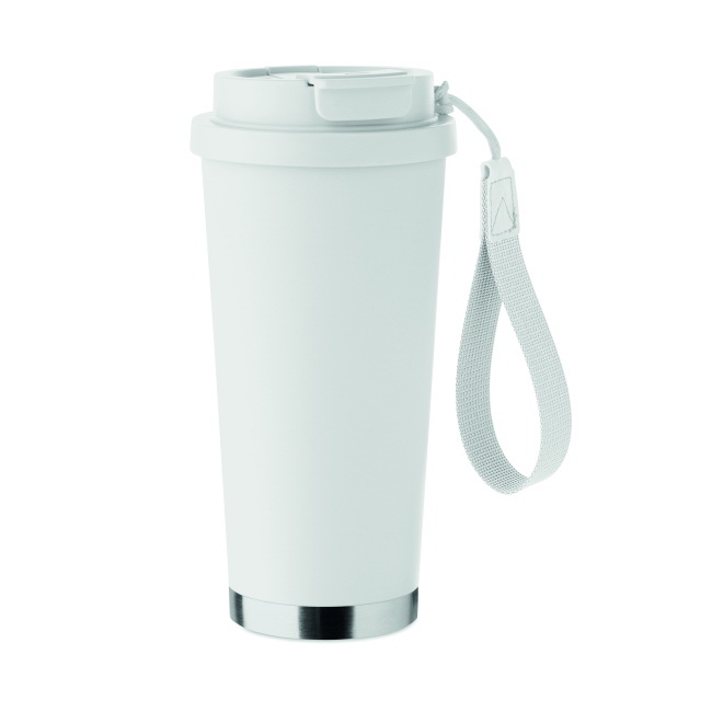 Topaz 500 ml biały – stal z recyklingu, pasek RPET