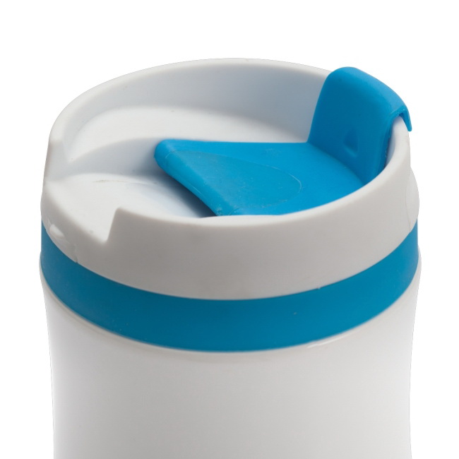 Viki 390 ml – biało-niebieski kubek termiczny 18/8