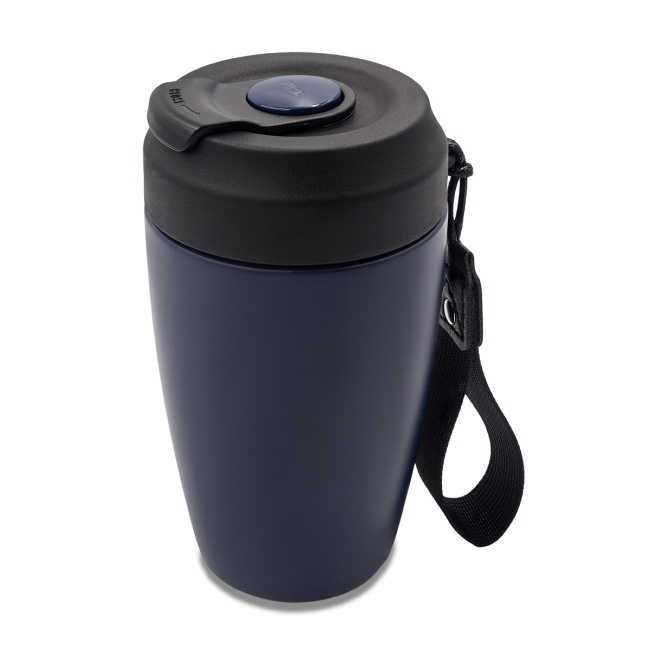 Viko 380 ml – granatowy kubek termiczny ze smyczką