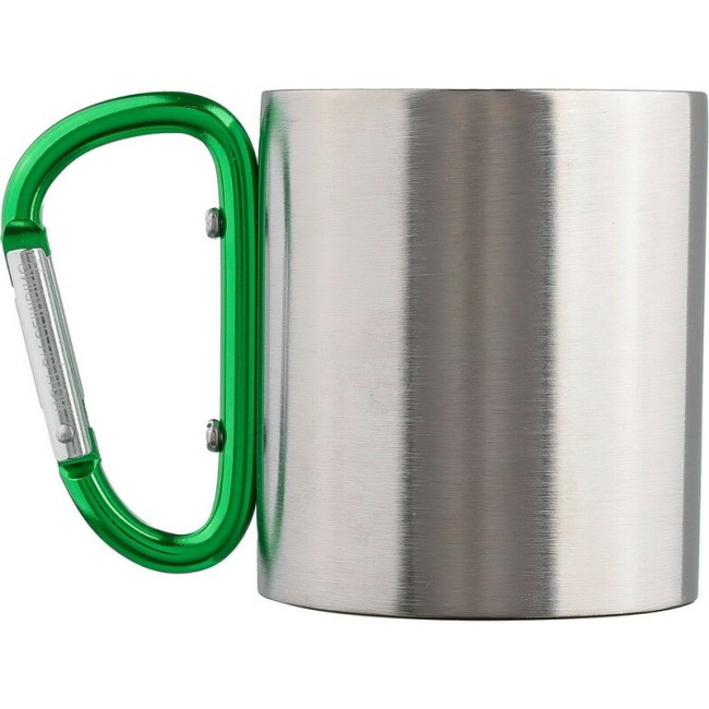 Zielony kubek 185 ml, karabińczyk i podwójne ścianki