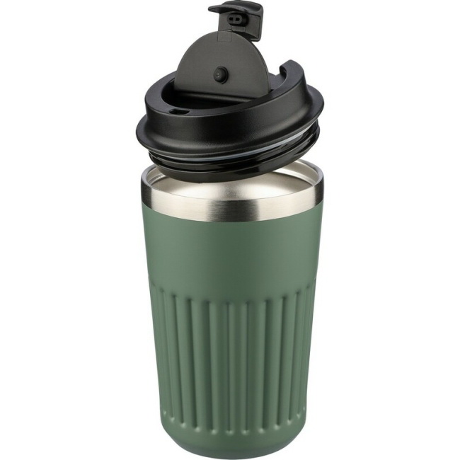 Zielony kubek termiczny 400 ml, stal nierdzewna z logo