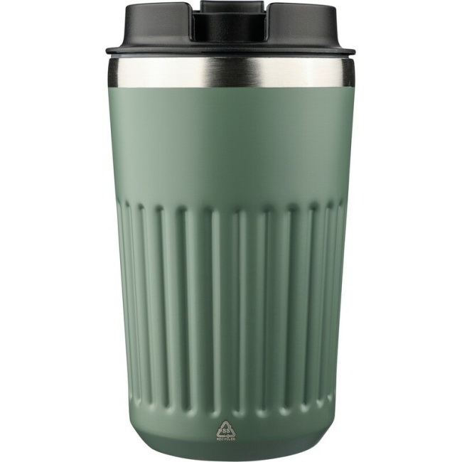 Zielony kubek termiczny 400 ml, stal nierdzewna z logo
