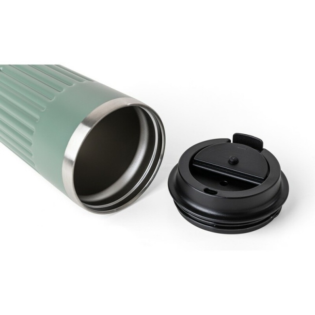 Zielony kubek termiczny 400 ml, stal nierdzewna z logo