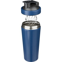 Błękitny bidon-shaker 750 ml, stal nierdzewna z logo
