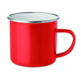 Czerwony kubek emaliowany 350 ml z logo