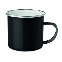 Kubek emaliowany czarny 350 ml z nadrukiem logo