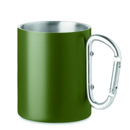 Kubek stalowy 300 ml z karabińczykiem, ciemnozielony