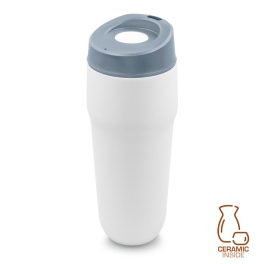 Kubek termiczny 400 ml, stal/ceramika, biały mat